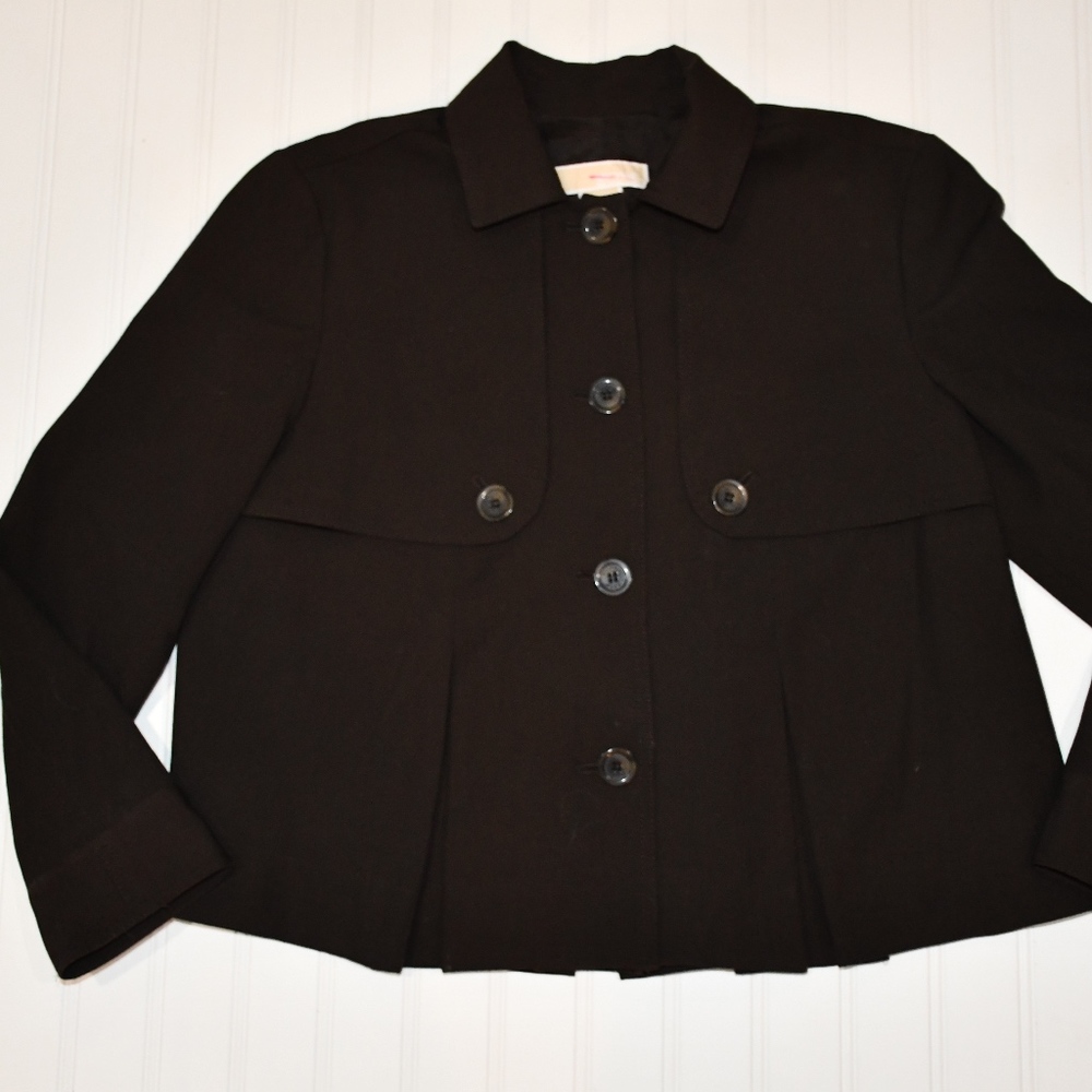 Michael Kors Brown Pleated Jacket Coat, Size Small